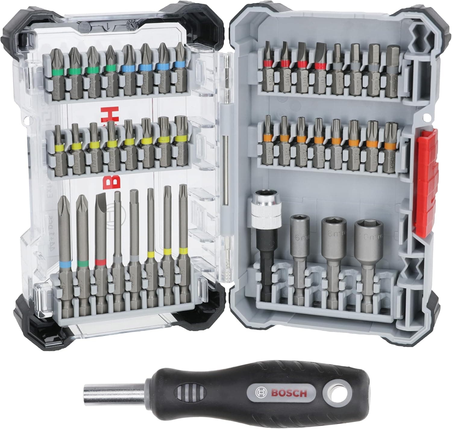 Bosch Conjunto de 45 pontas de chave de fendas extraduras, 44 + 1 peças (168 x 110,5 mm, acessórios profissionais, chaves de fendas e brocas)