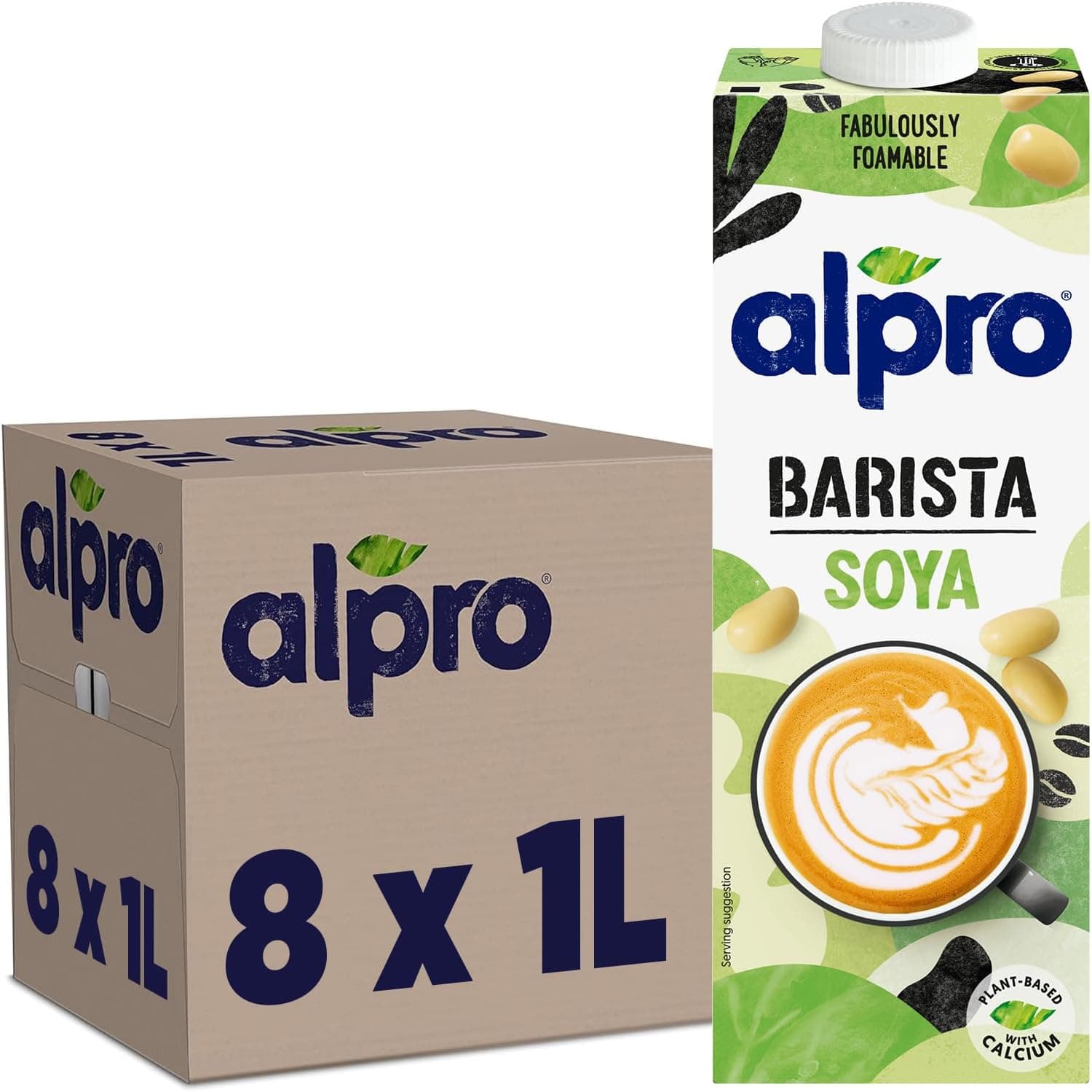 Alpro Barista | Bebida de soja vegetal para baristas pack de 8 x 1 L