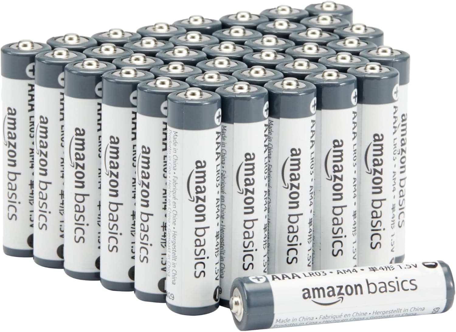 Amazon Basics - Pacote de 40 pilhas industriais alcalinas AAA, 1,5 volts, vida útil de 5 anos
