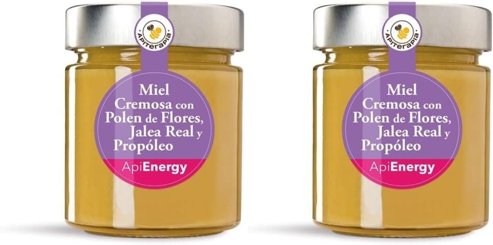 "ApiEnergy" Mel creme com pólen de flores, geleia real e pópolis - 250 g x 2
