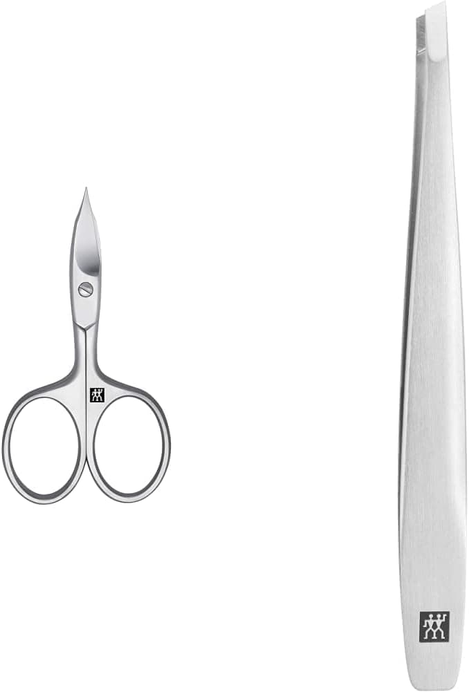 Zwilling TWINOX - Tesoura de unhas combinada de aço inoxidável, 90 milímetros e TWINOX - pinça depilar diagonal, aço inoxidável mate, 90 milímetros