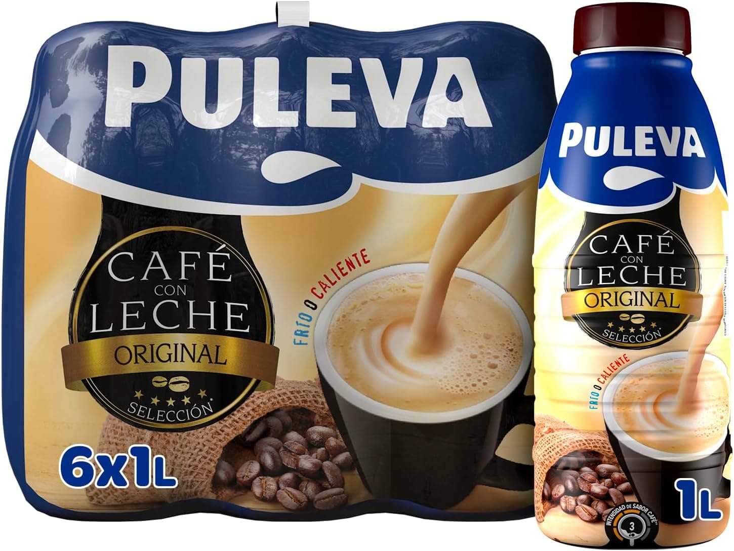 Café com leite pulseira original garrafa 1 l - conjunto de 6 unidades