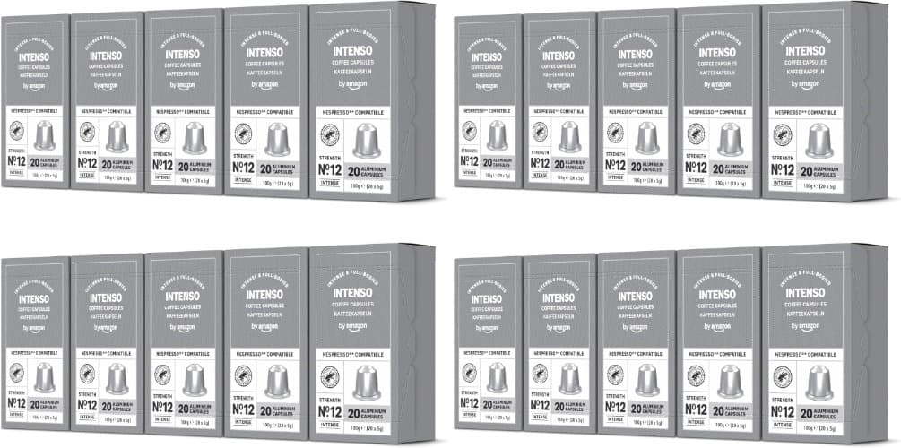 by Amazon - Cápsulas de café intenso, torra escura, compatíveis com Nespresso, 400 cápsulas