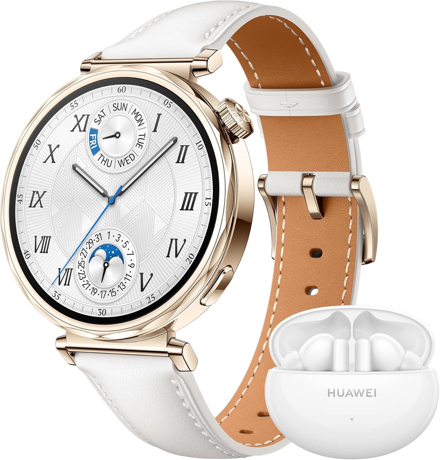 HUAWEI WATCH GT 5 Smartwatch de 41 mm, silhueta com design sofisticado, experiência de corrida e ciclismo, acompanhamento de saúde, 14 dias de duração, iOS e Android, branco FreeBuds 5i branco