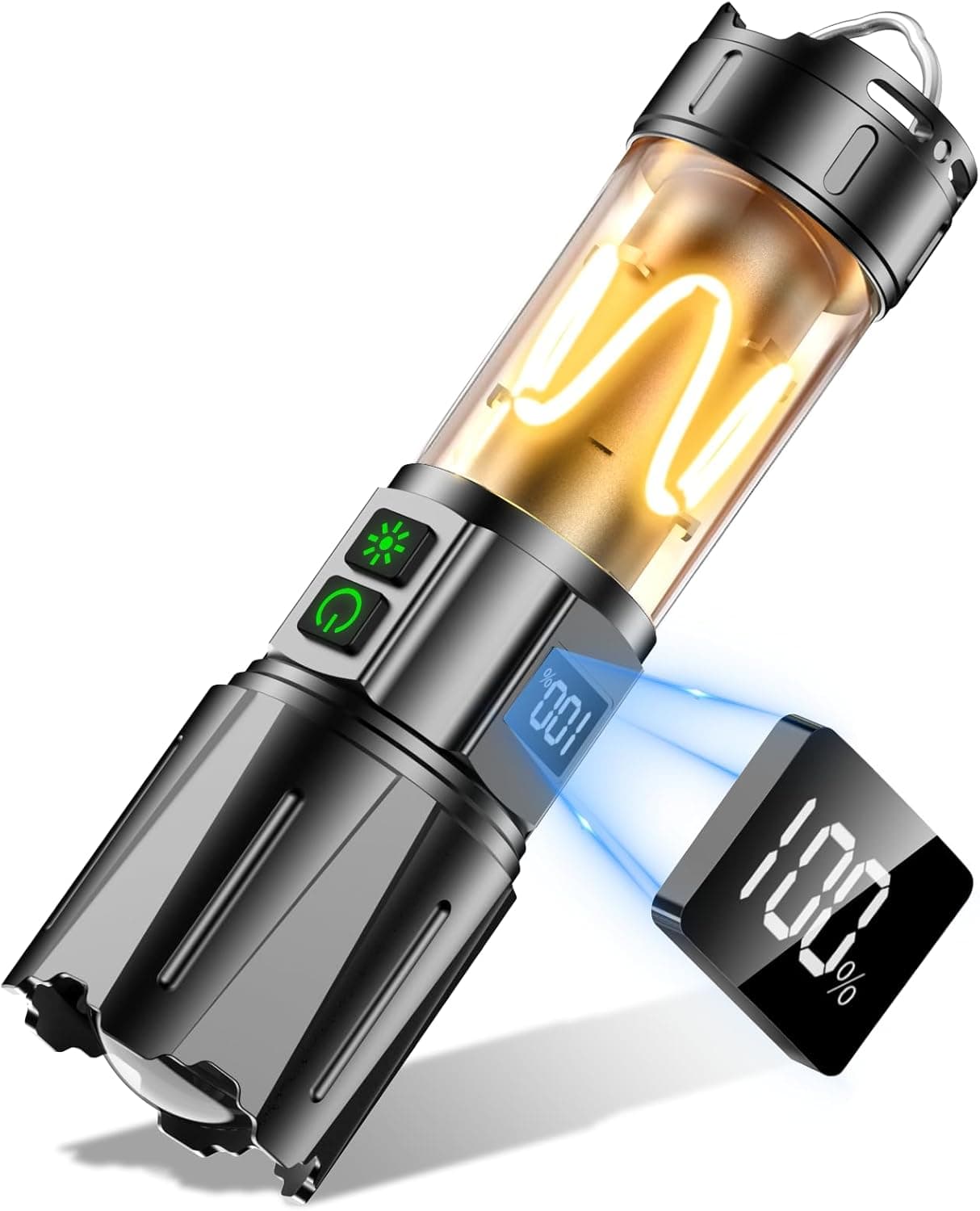 Relybo LED Flashlight | Lanterna tática recarregável de alta potência com ecrã LCD