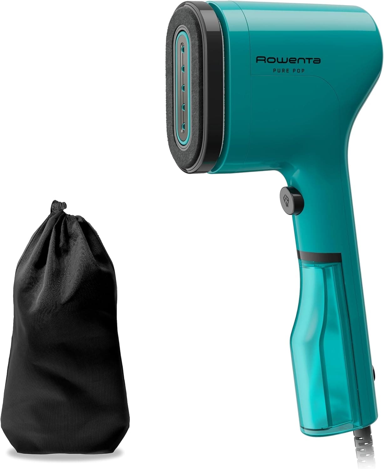 Rowenta Pure Pop DR2024 Escova de vapor, 1300 W com saída até 20 g/min que ferro e purifica, elimina fiapos e pelos, cabeças reversíveis, design para viagem, cor verde