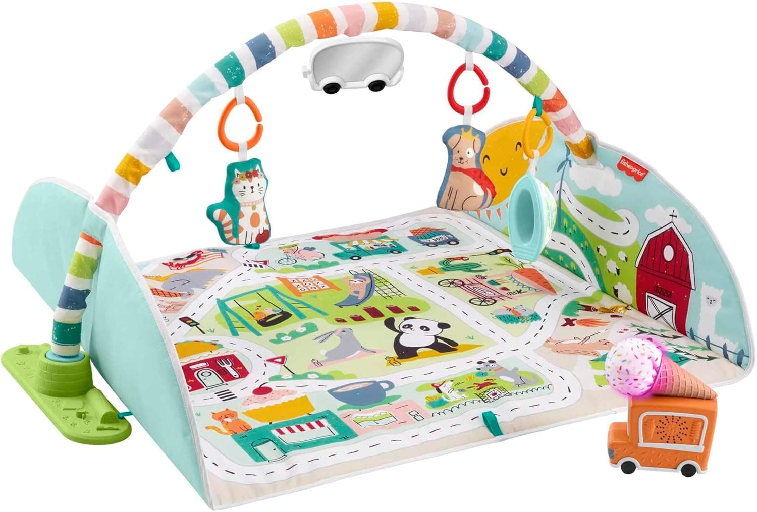 Fisher-Price Mantinha Activity City Gym to Jumbo, ginásio para crianças pequenas e bebés com música, luzes, veículos de brincar e um cobertor de jogo extragrande (GRV42)