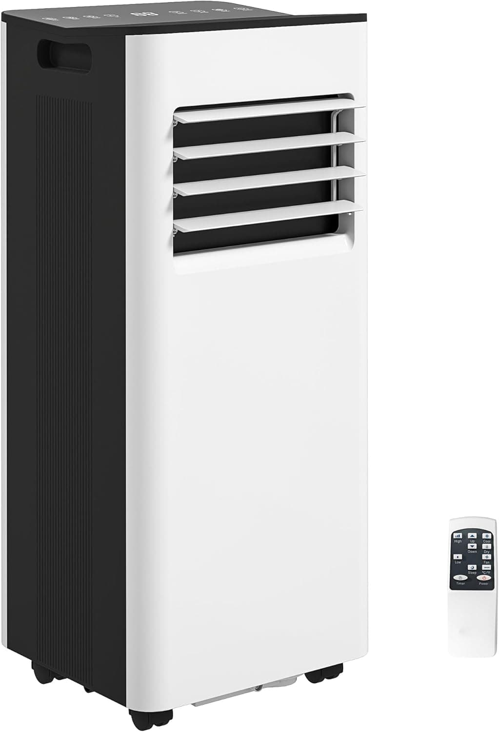 HOMCOM Ar condicionado portátil 3 em 1 9000 BTU refrigerador ventilador desumidificador 24,1 L/dia com controlo remoto ecrã LED temporizador 24 h 2 velocidades para quarto 28 m² branco e preto