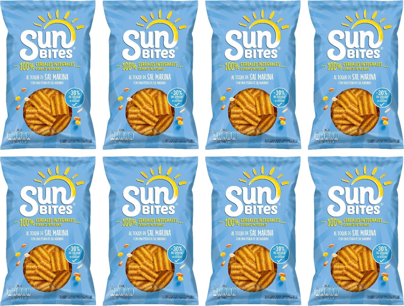Sunbites Snack ondulado multicereais ao toque de sal marinho - 95 g x8