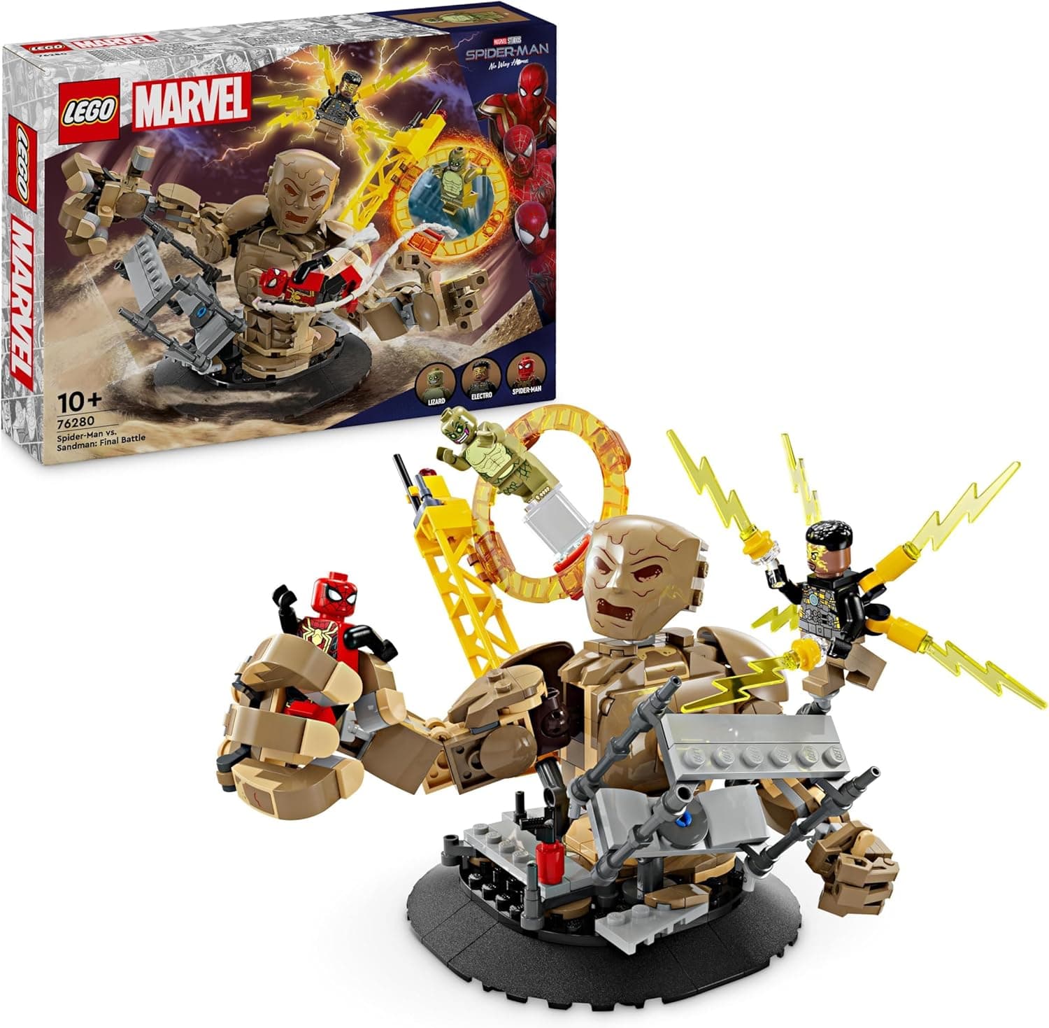 LEGO Marvel Spider-Man vs. Sandman: Batalha final, brinquedo de construção e de papel com as minifiguras de super-heróis, presente para meninos e meninas e fãs de Homem-Aranha 76280