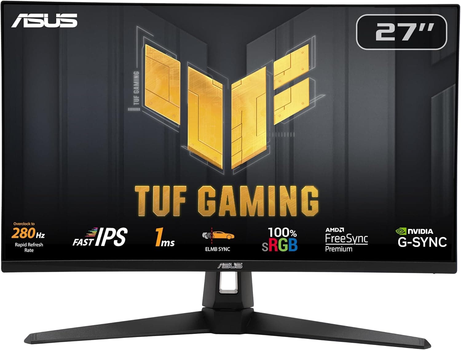 ASUS Monitor TUF Gaming VG279QM1A de 27" (Full HD (1920x1080), 280Hz (OC), Fast IPS, ELMB Sync, 1ms (GTG), Freesync Premium, compatível com G-Sync, Overdrive Variável, 100 % s. RGB, HDR. ) 
