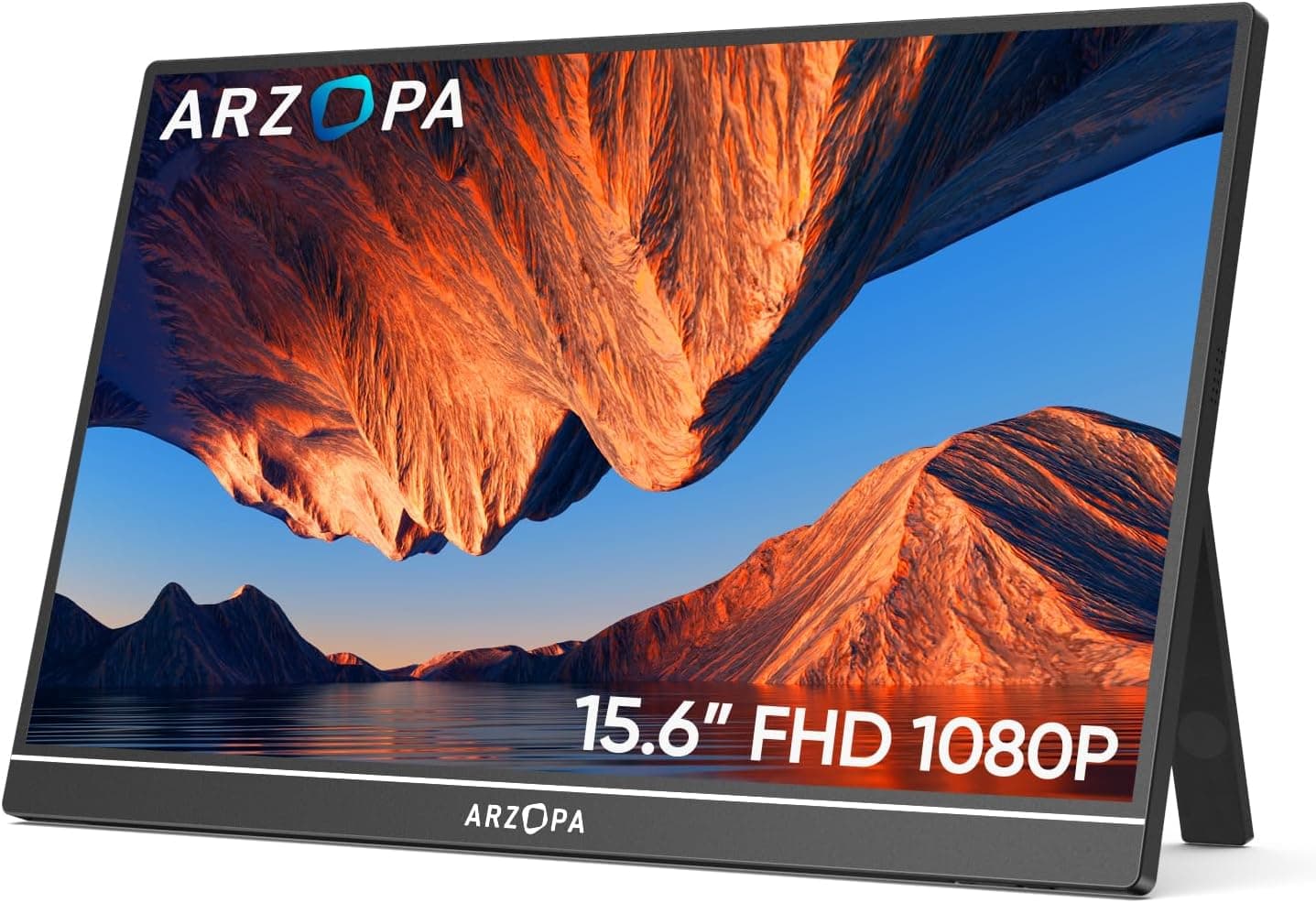 ARZOPA Monitor portátil IPS FHD de 15,6" de 1920 × 1080 com suporte, segundo ecrã ultrafino para computador portátil/PC/Mac/PS3/4/5/Xbox - A1 