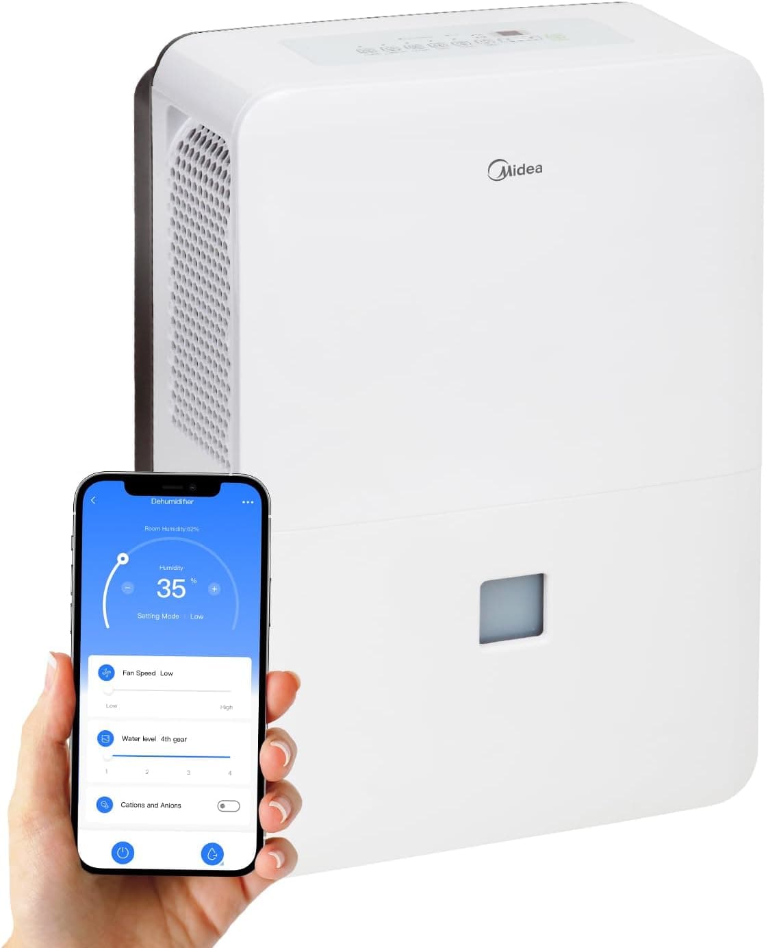 MIDEA Deshumidificador industrial grande capacidade de 50 l para humidade interior até 112 m2/300 m3, desumidificadores para grandes humidades e espaços com reservatório removível
