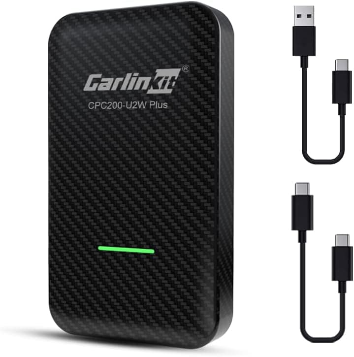 Carlinkit 3.0 Adaptador CarPlay sem fios compatível com Audi/Porsche/Volvo/Mercedes/VW/KIA/Hyundai, configuração de dois cabos