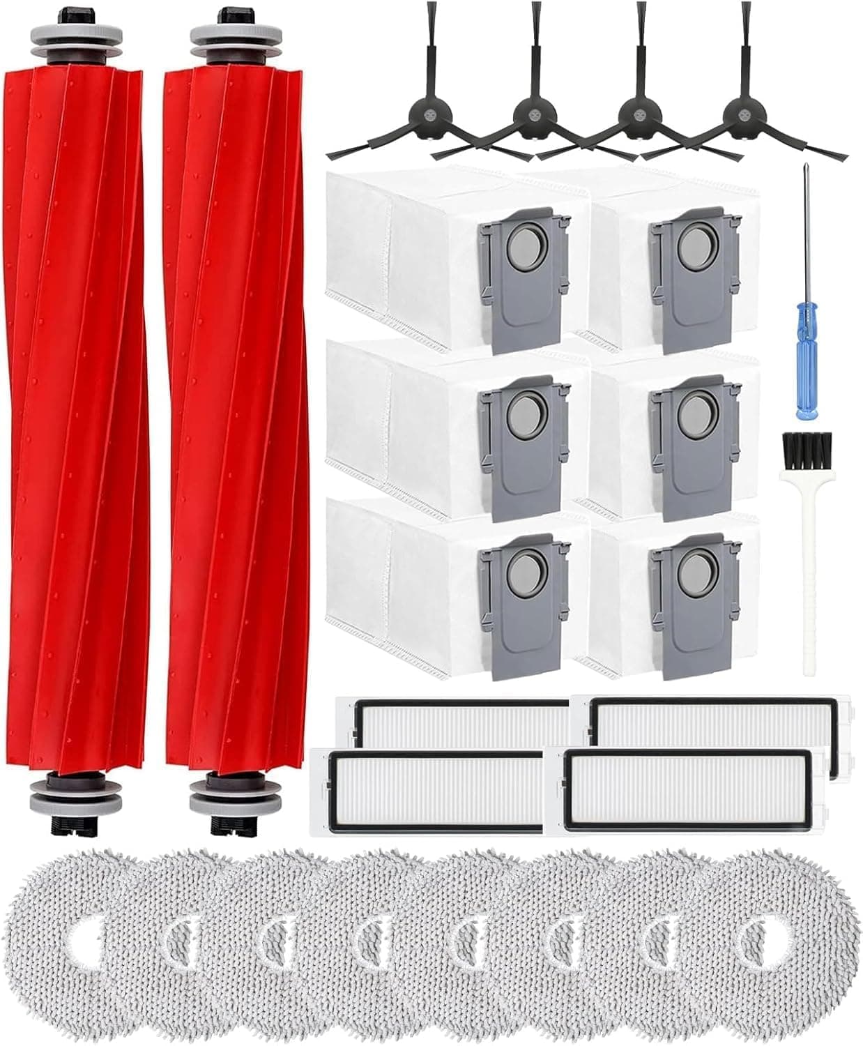 Yivy P10-SET26BLK | Kit de 26 acessórios de substituição para aspirador robô Roborock Q Revo e P10 com escovas, sacos, panos e filtros