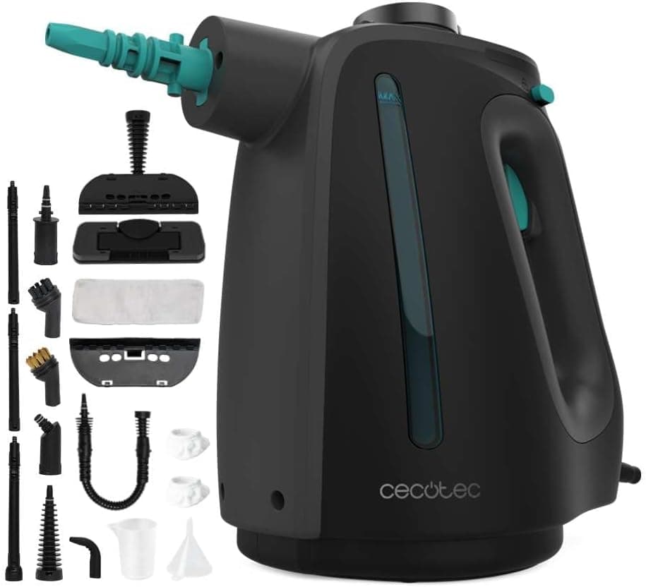 Cecotec Vaporeta limpeza casa, limpeza a vapor tapeçaria Hydrosteam 1300 Rapid Max. 1350 W, aquecimento rápido, depósito de 550 ml, 16 acessórios, 3 barras de pressão, fluxo de 32 g/min