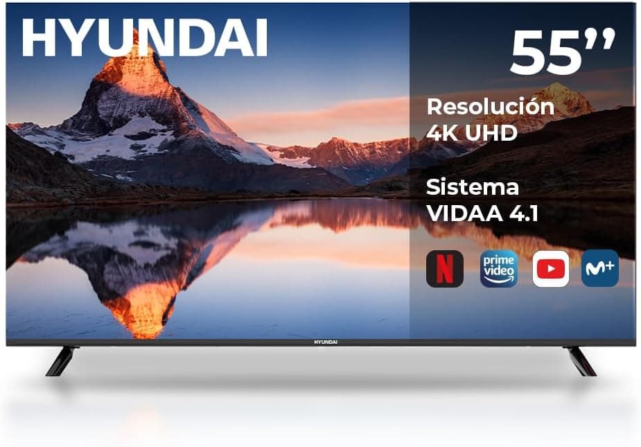 Hyundai HTV5500UV | Smart TV LED 55 polegadas 4K Ultra HD com VIDAA 4.1 e controlo remoto com acesso rápido a apps