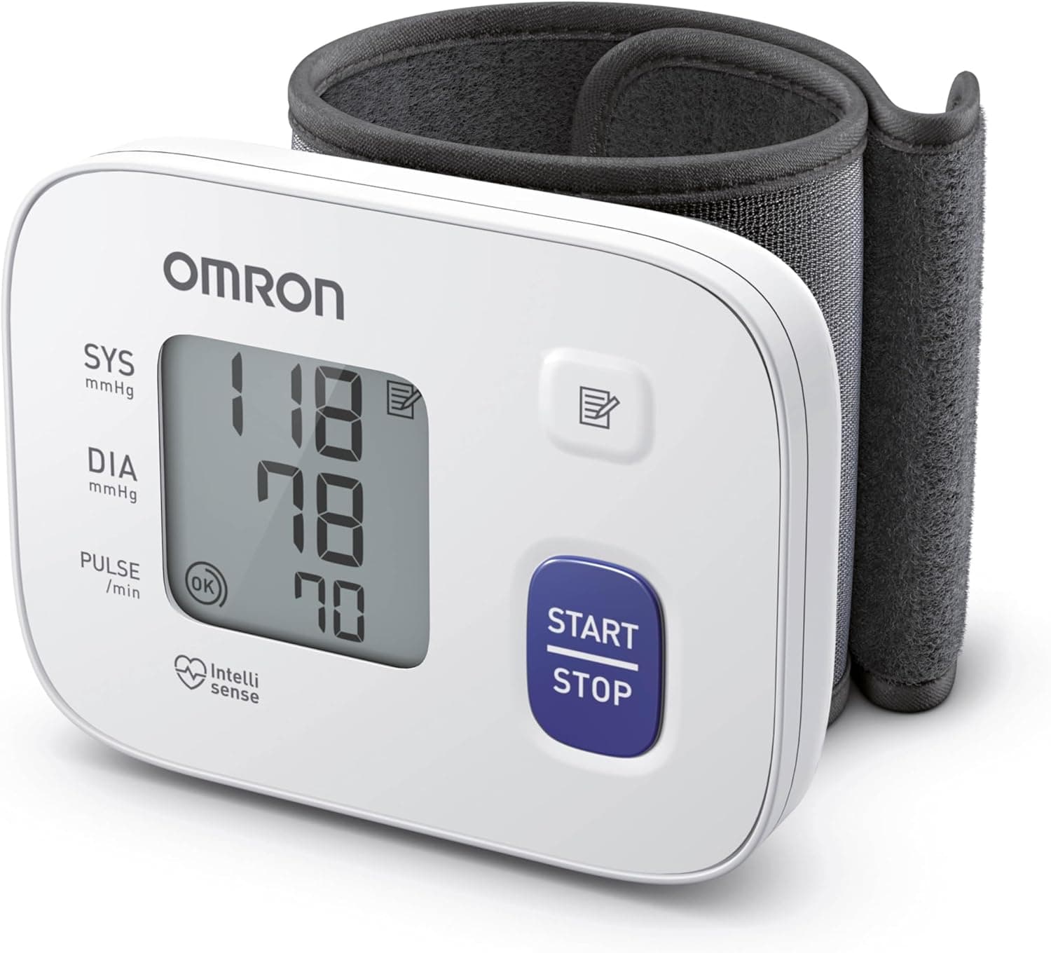 OMRON RS1 Monitor automático de pressão arterial de pulso para uso doméstico ou em movimento: máquina de pressão arterial clinicamente validada com manga pré-formada de 13,5 a 21,5 cm