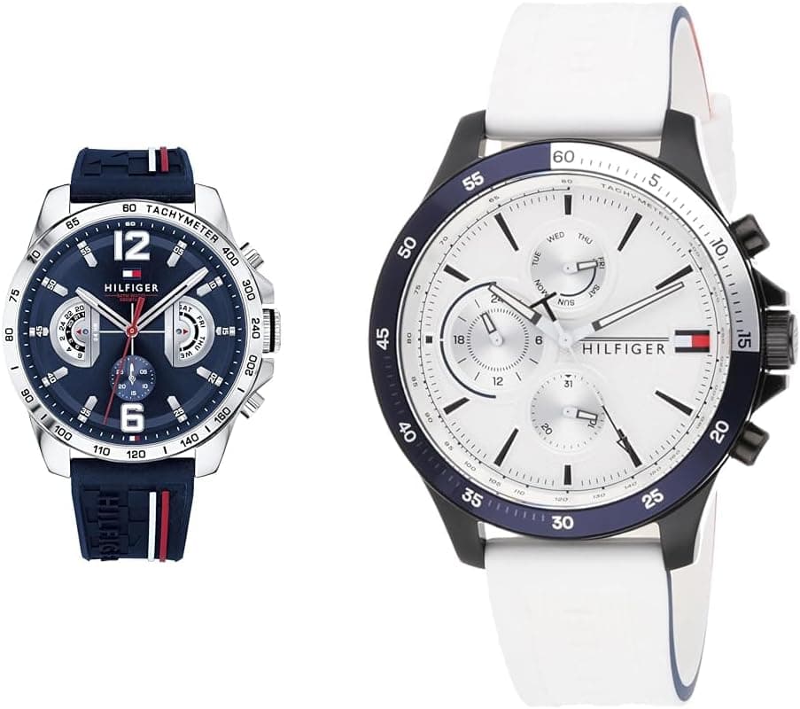 Tommy Hilfiger Relógio analógico de quartzo multifuncional para homem com correia em silicone azul marinho - 1791476 & relógio analógico de quartzo multifuncional para homem com correia em silicone