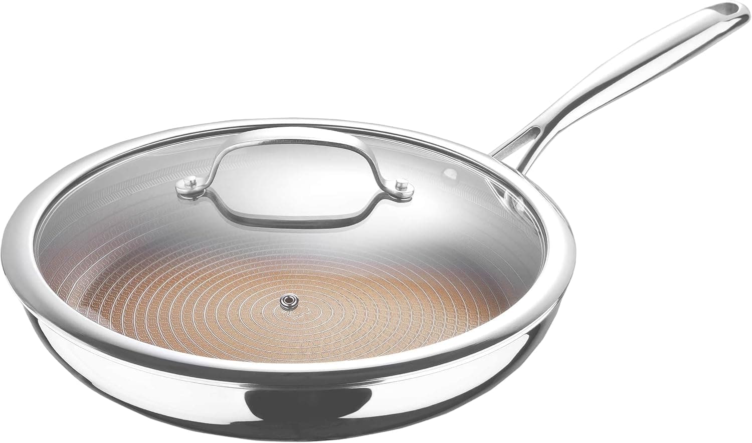 MasterPro GIRO Frigideira com tampa, 30 cm, aço inoxidável, revestimento antiaderente ultra-resistente, pega de toque frio, adequada para forno e todas cozinhas