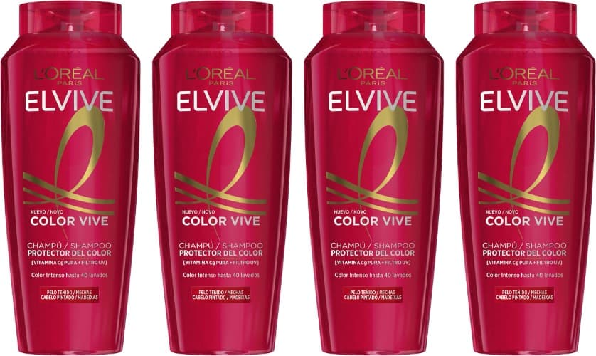 L'Oréal Paris Elvive Color Vive | Champô protetor para cabelo pintado, 400 ml x 4