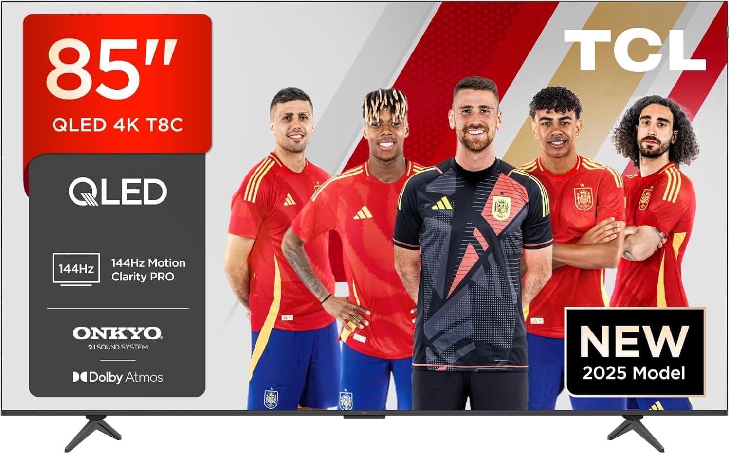 TCL 85T8C QLED 4K HDR Ultra HD TV, Smart TV Powered by Google TV (Dolby Vision & Atmos, 144 Hz Motion Clarity Pro, FreeSync, Onkyo 2.7 Sound, Controlo de voz, compatível com o Google App. Castanho