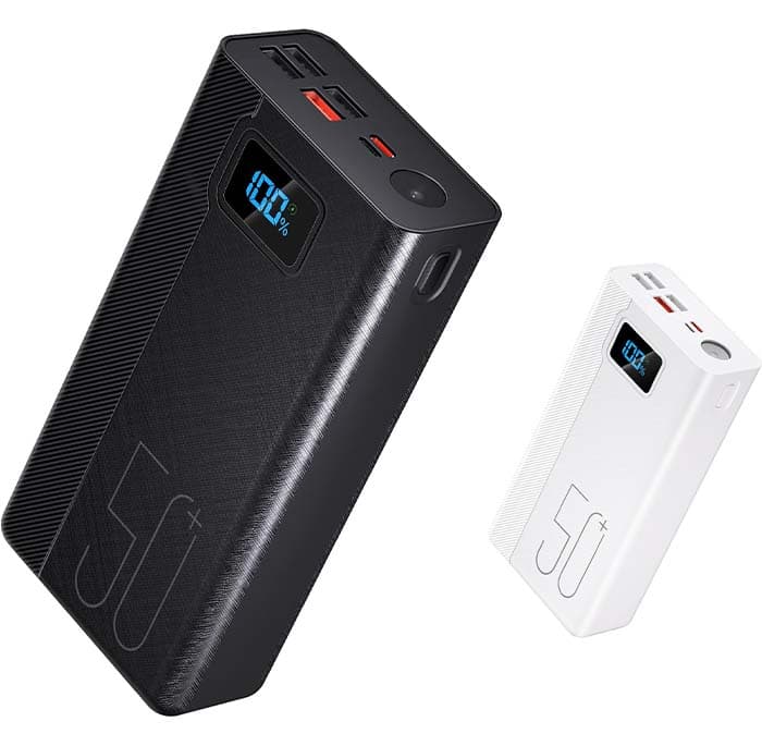 50000 mAh Power Bank: Bateria externa de carregamento rápido de 22,5 W com grande capacidade e 5 saídas e 3 entradas. 20000 mAh x 3