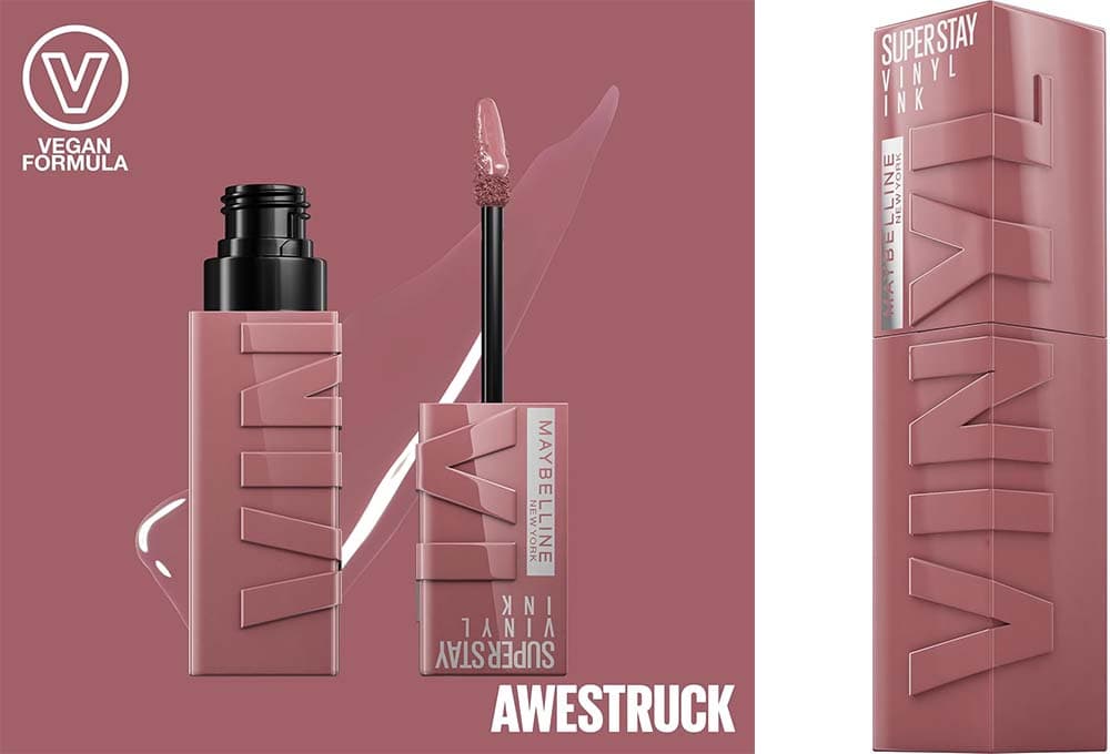 Maybelline New York Superstay Vinyl Ink, batom, efeito vinil, vinil fixo, longa duração, tom 110 Awestruck