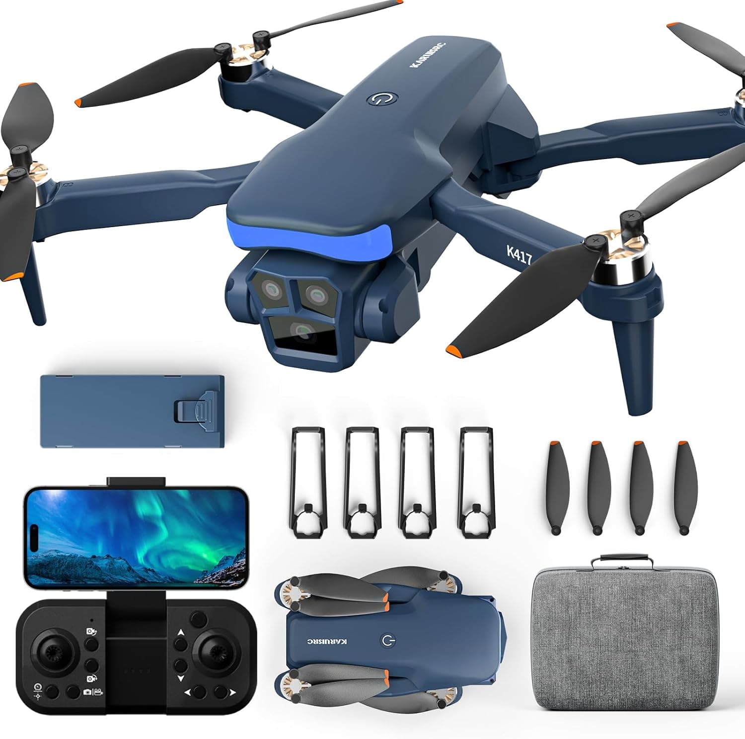 Dron com câmara FPV HD 1080P para adultos criança, mini drone com câmara para iniciantes, transmissão FPV, com bateria modular e bolsa portátil, modo sem cabeça, aterragem com uma tecla, 3D Flips