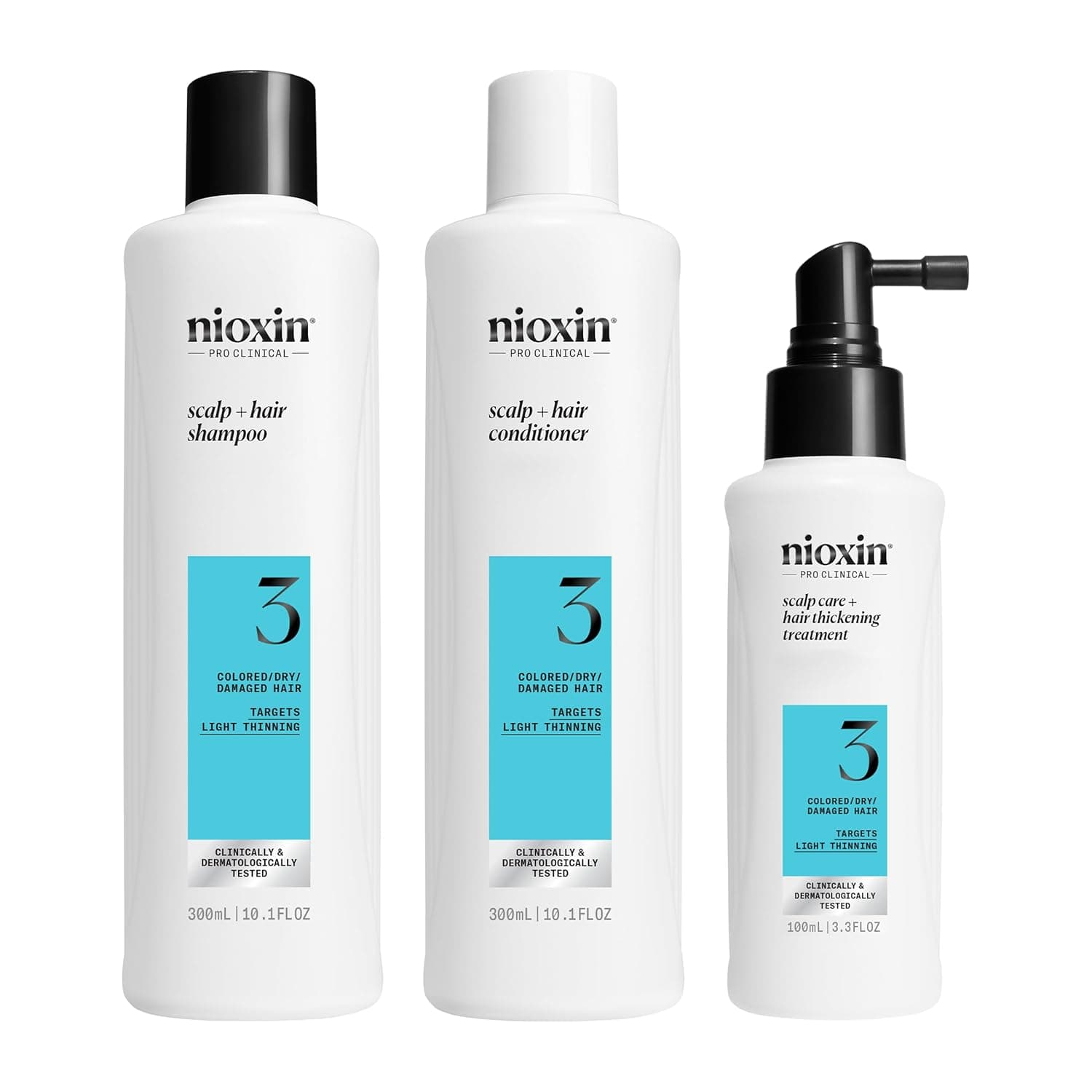 Nioxin System 3 - Shampoo / Condicionador / Tratamento - Para Cabelos Coloridos e Danificados com Enfraquecimento Suave