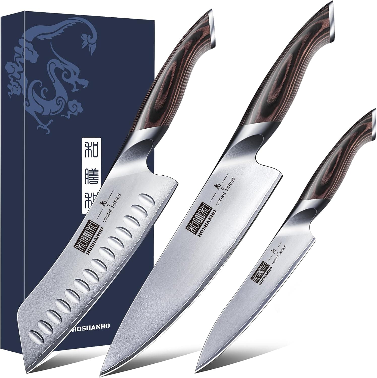 HOSHANHO Conjunto de facas de cozinha, conjunto de facas japonesas de 3 peças