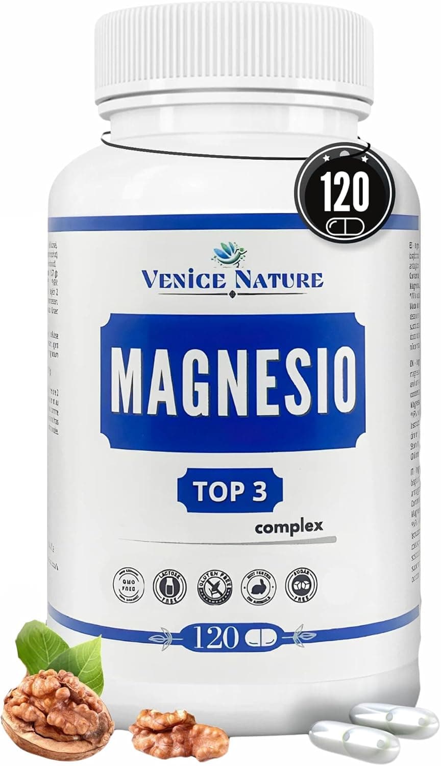 Magnésio puro cirato de magnésio bisglicinato de magnésio óxido de magnésio 120 cápsulas 400 mg de magnésio elemental, 106% VRN alta biodisponibilidade, reduz o cansaço e fadiga