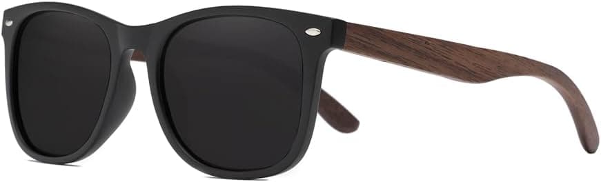 KINGSEVEN Óculos de sol polarizados para homem, de madeira, retro, para exteriores, desportos, lazer, férias, viagens, condução, óculos de alta definição, óculos duráveis com proteção UV QE3