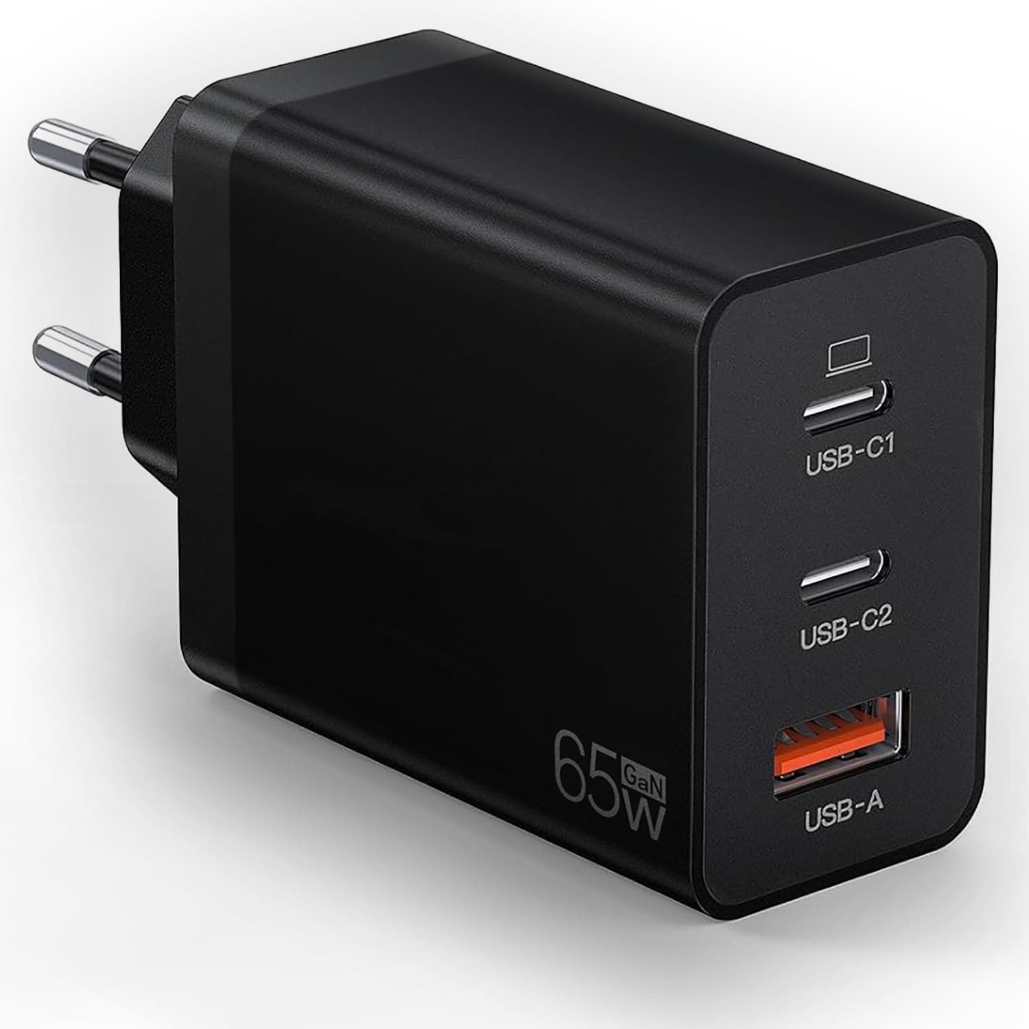 Carregador USB C, fonte de alimentação USB C de 65 W, carregador rápido de 3 portas PD USB C