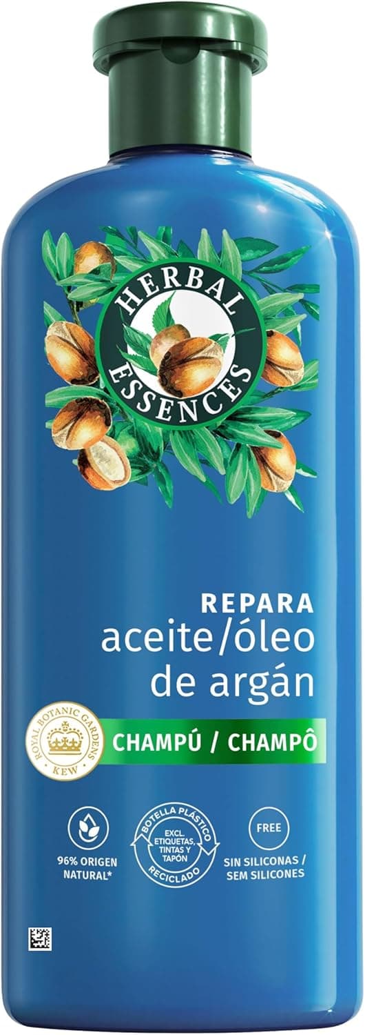 Herbal Essences Champô Reparador Óleo de Argão | Limpeza hidratante para cabelo danificado sem silicones 350 ml
