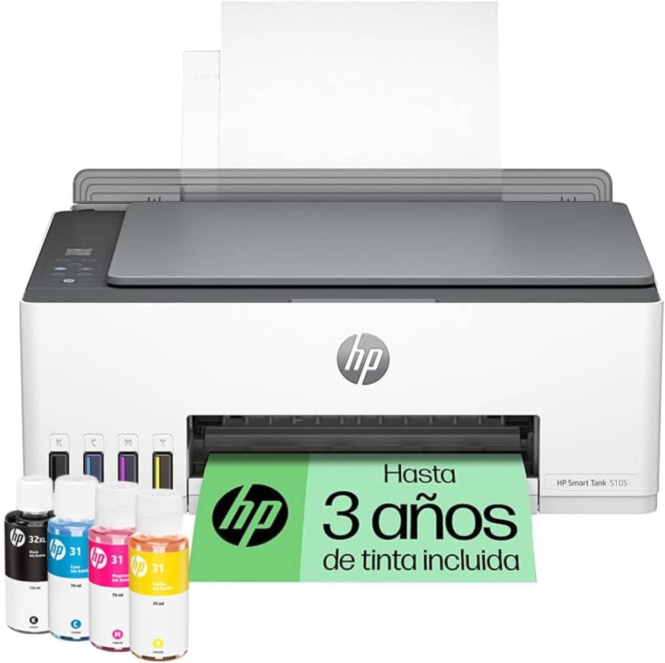 Impressora multifunções tinta HP Smart Tank 5105 Wi-Fi, com depósito recarregável, inclui tinta para imprimir até 3 anos