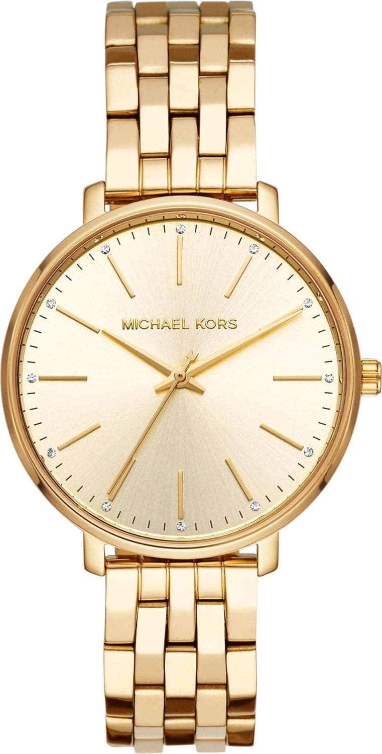 Michael Kors Pyper Relógio 38mm para mulher, movimento de quartzo com correia de aço inoxidável ou pele