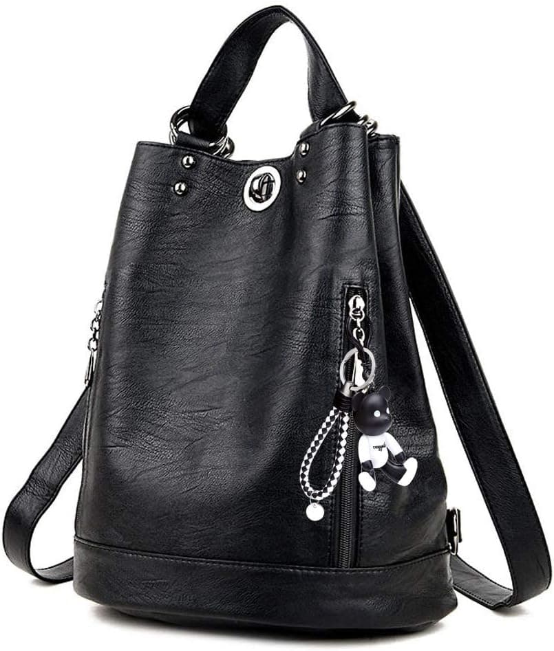 DEERWORD Mala mochila casual antirroubo de couro PU para mulher