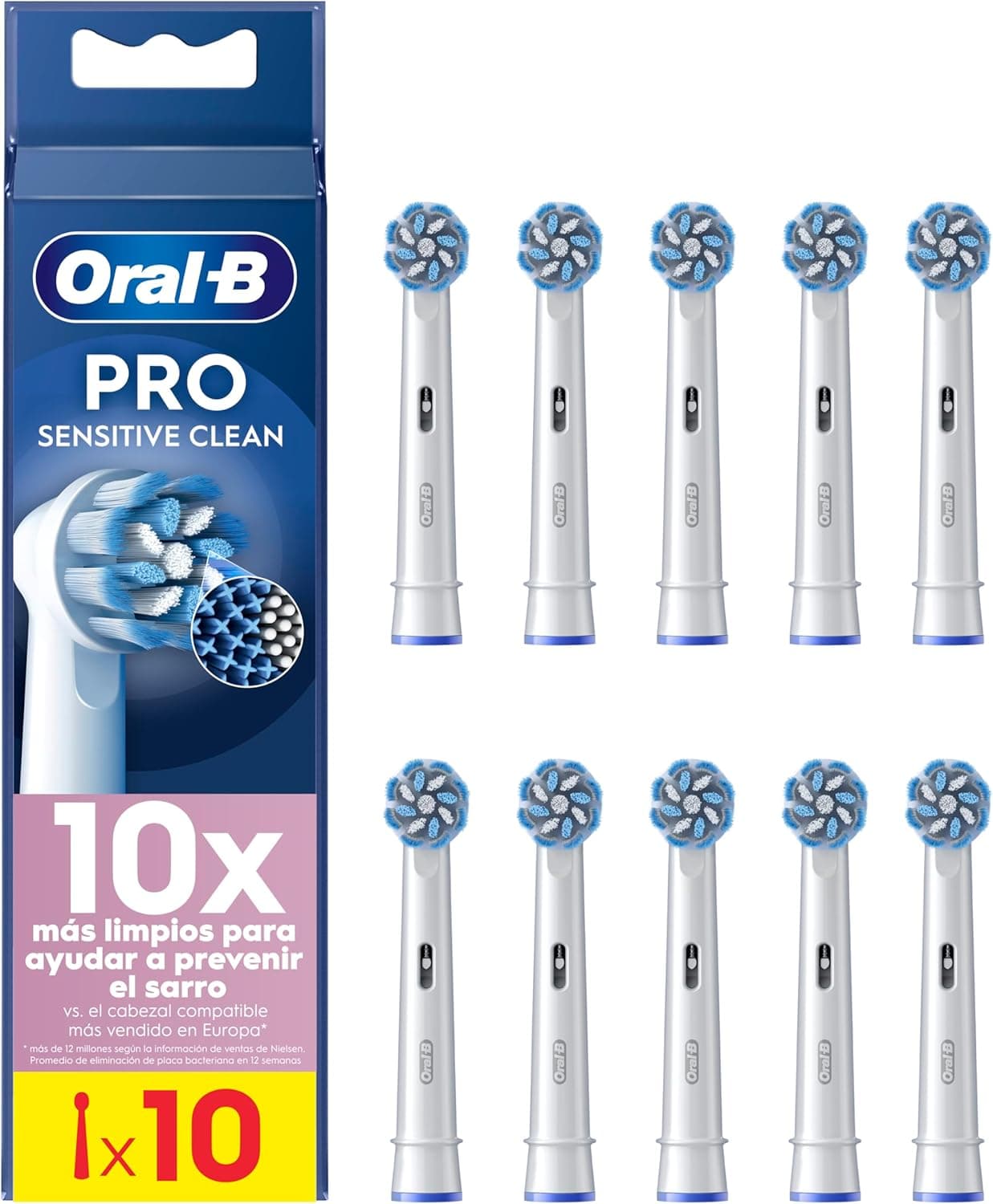 Oral-B Pro Sensitive Clean Peças sobresselentes para escova de dentes elétrica, conjunto de 10 cabeças, branco - originais