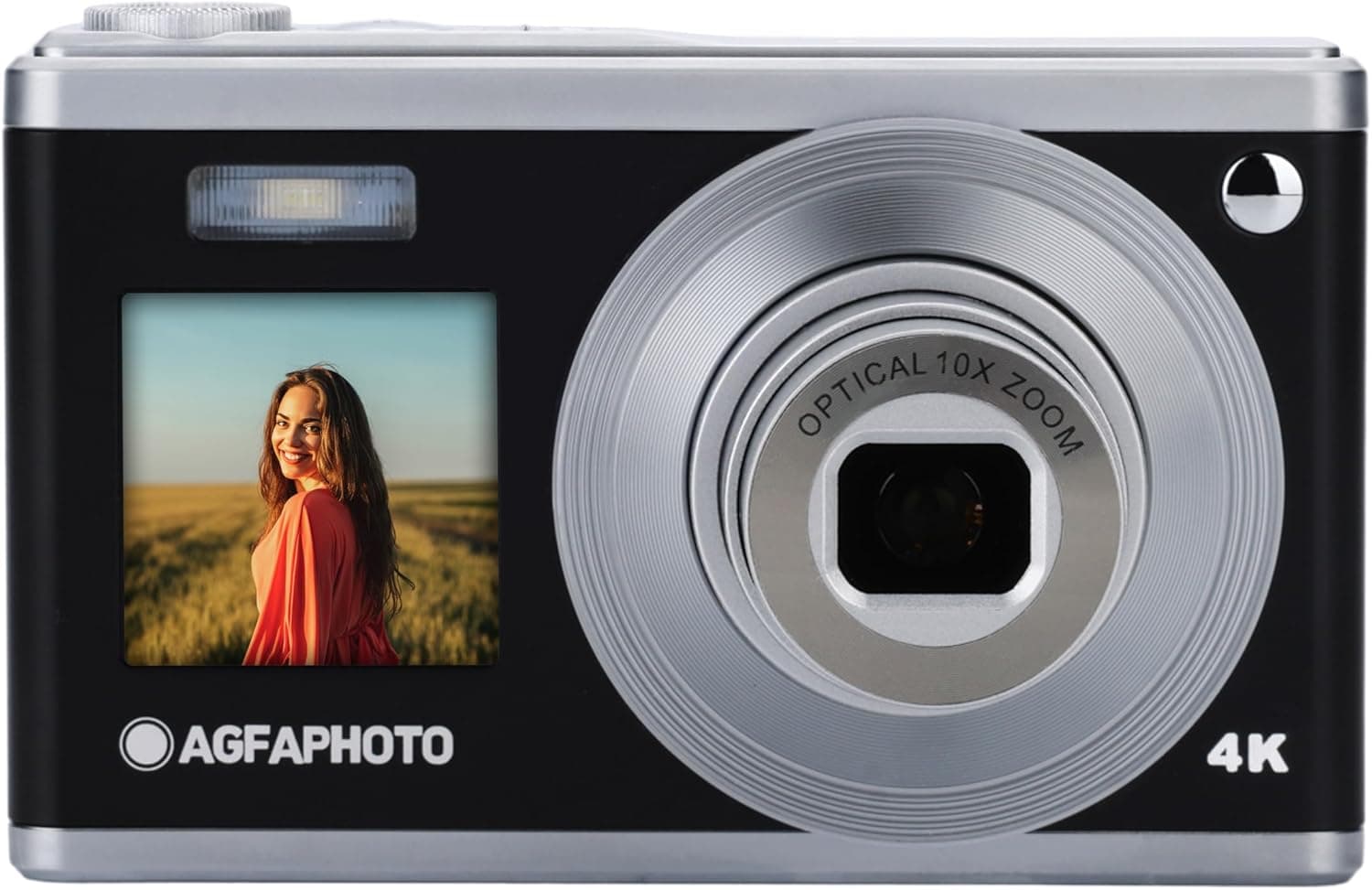 AGFA PHOTO Realishot DC9200 Câmara digital compacta, 24 MP, vídeo 4K, zoom ótico 10X, ecrã duplo 2,8" 1,54", sensor CMOS, estabilização de imagem, bateria de lítio - preto
