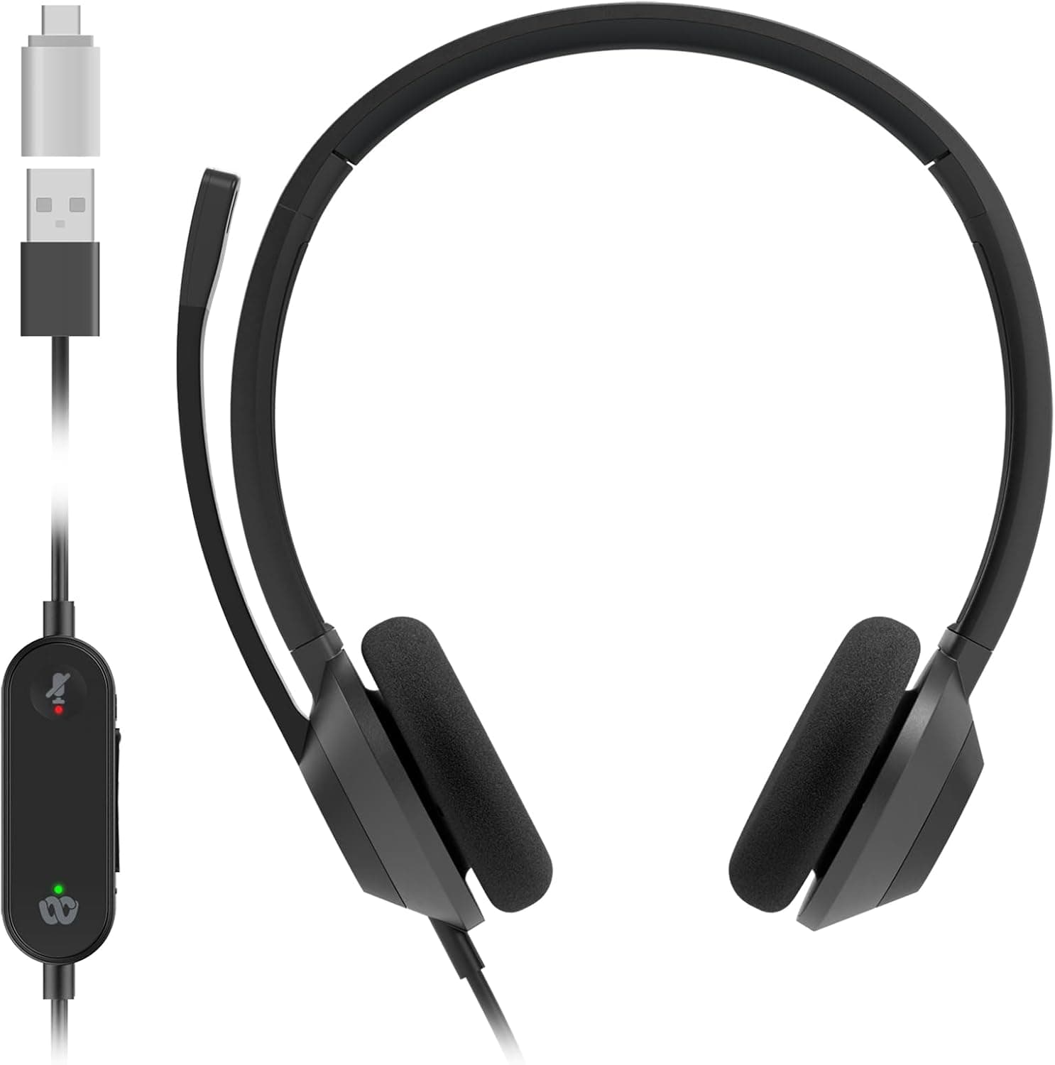 Cisco Auriculares 322 USB-C, auriculares duplos com cabo superior, controlador Webex com USB-C, preto carvão, garantia limitada de 2 anos (HS-W-322-C-USBC)