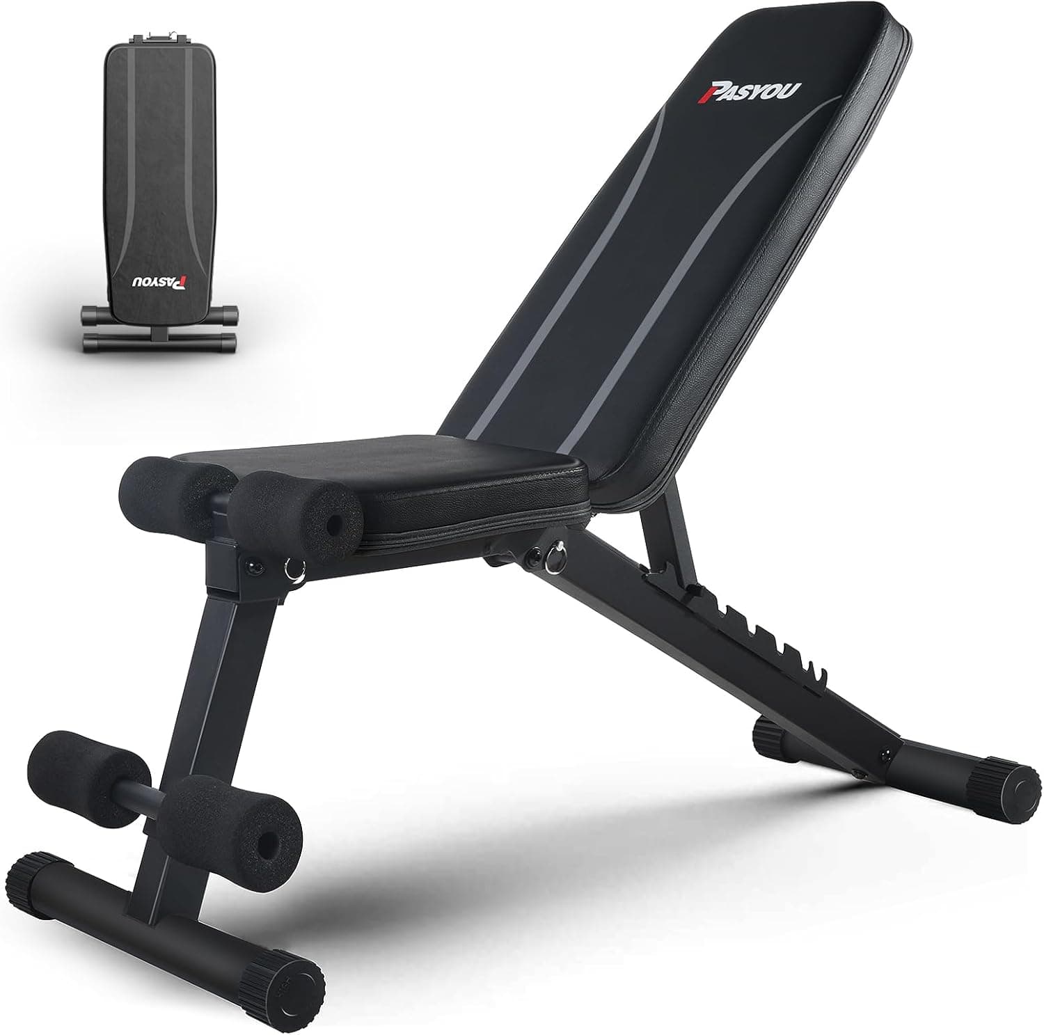 PASYOU PA300 | Banco de musculação ajustável 7 em 1 dobrável para treino em casa e ginásio, capacidade até 230 kg