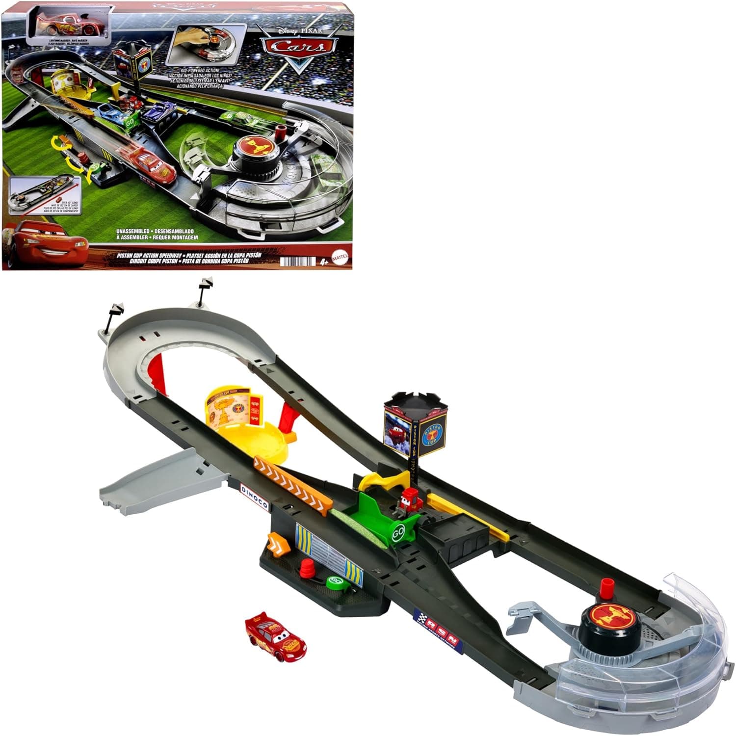 Mattel Disney Pixar Cars Taça pistão pista para carros de brinquedo com 1 veículo, + 4 anos (HPD81)