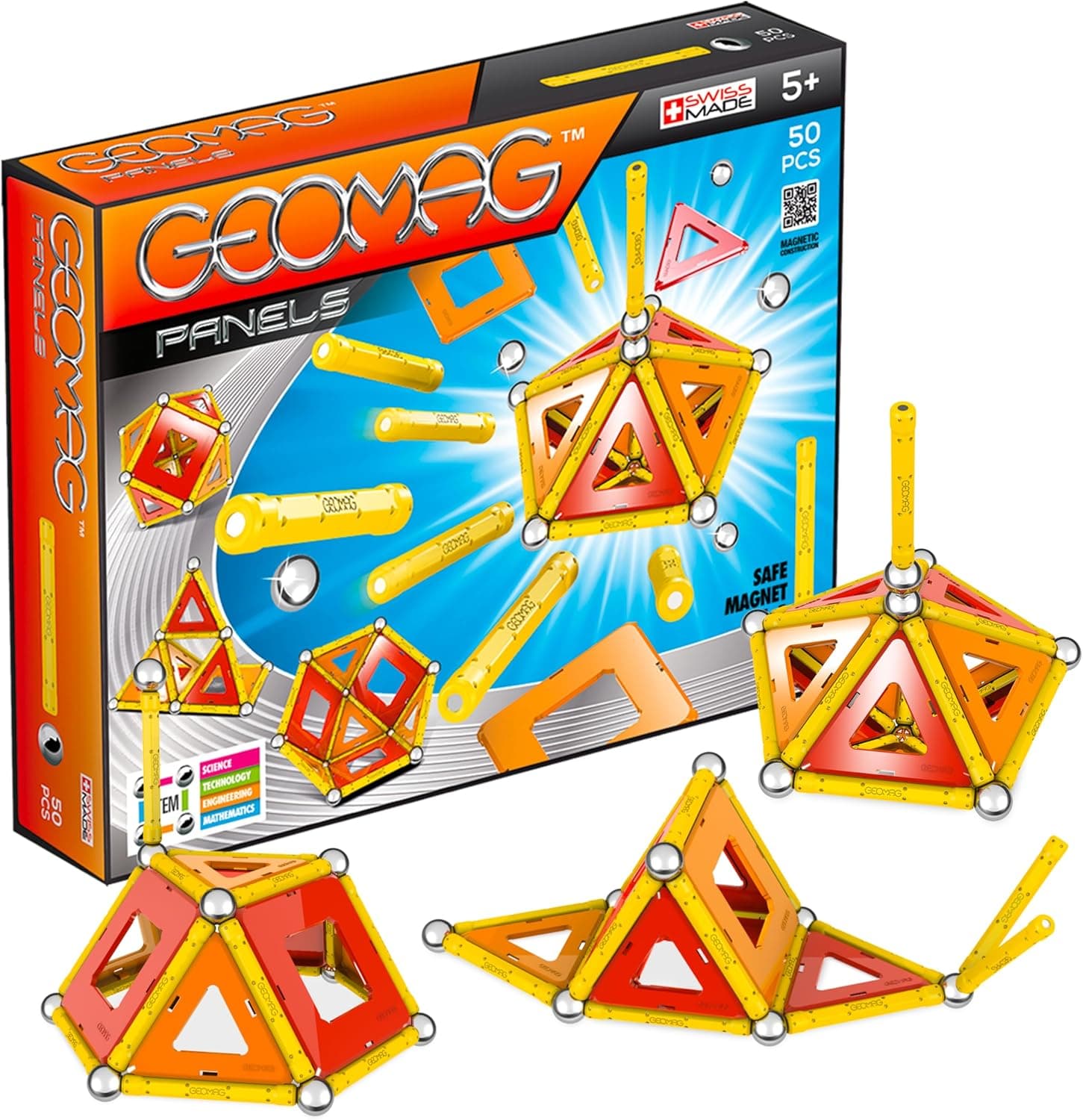 Geomag Classic Panels | Conjunto de construção magnético educativo com 50 peças multicolor