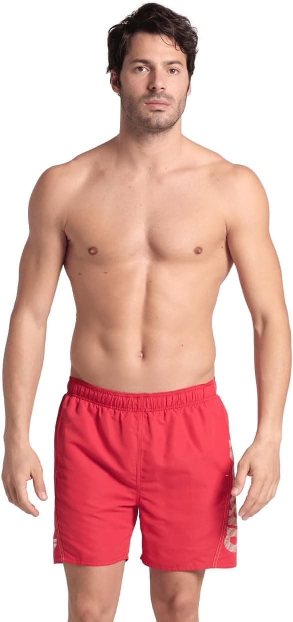 Arena Fundamentals Logo Boxer R | Calções de banho para homem em vermelho e branco