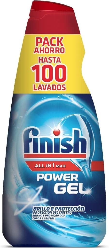 Finish All in 1 Max Power gel brilho e proteção detergente gel para máquina de lavar louça, 2 unidades - 100 lavagens