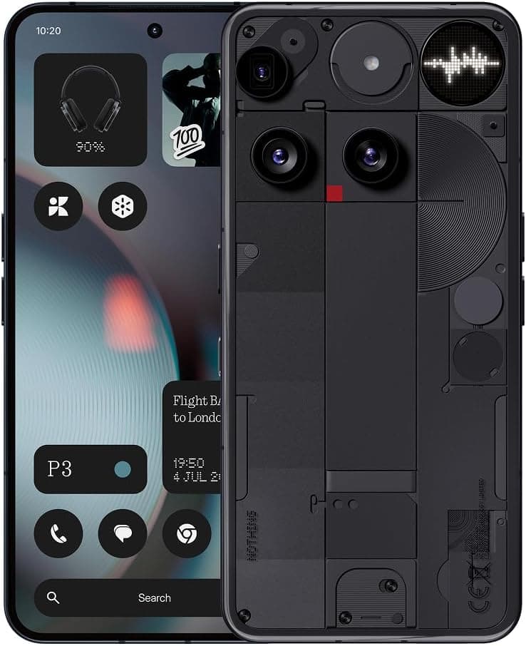 Nothing Phone (3) – Smartphone with Triple Camera 50MP, Long Life 24h Silicon Carbon Battery, 6.67" AMOLED Screen with 120Hz and Glyph Matrix, 16GB + 512GB – Black Black/White 16+512GB