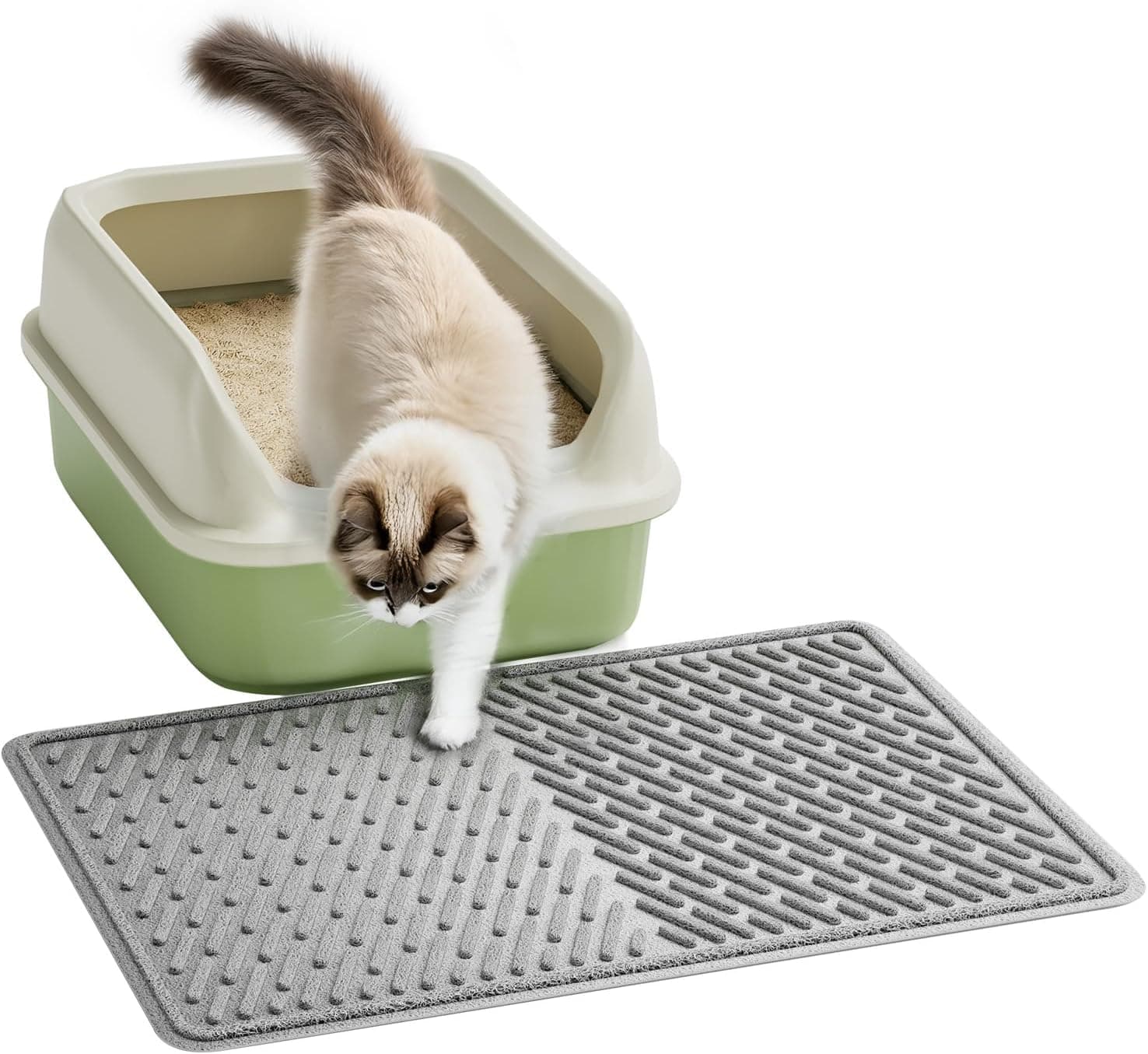 Pieviev | Tapete impermeável antiderrapante para caixa de areia de gato 58 x 43 cm fácil de limpar