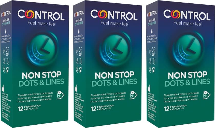 Control Preservativos Non Stop Dots & Lines - 12 preservativos x 3