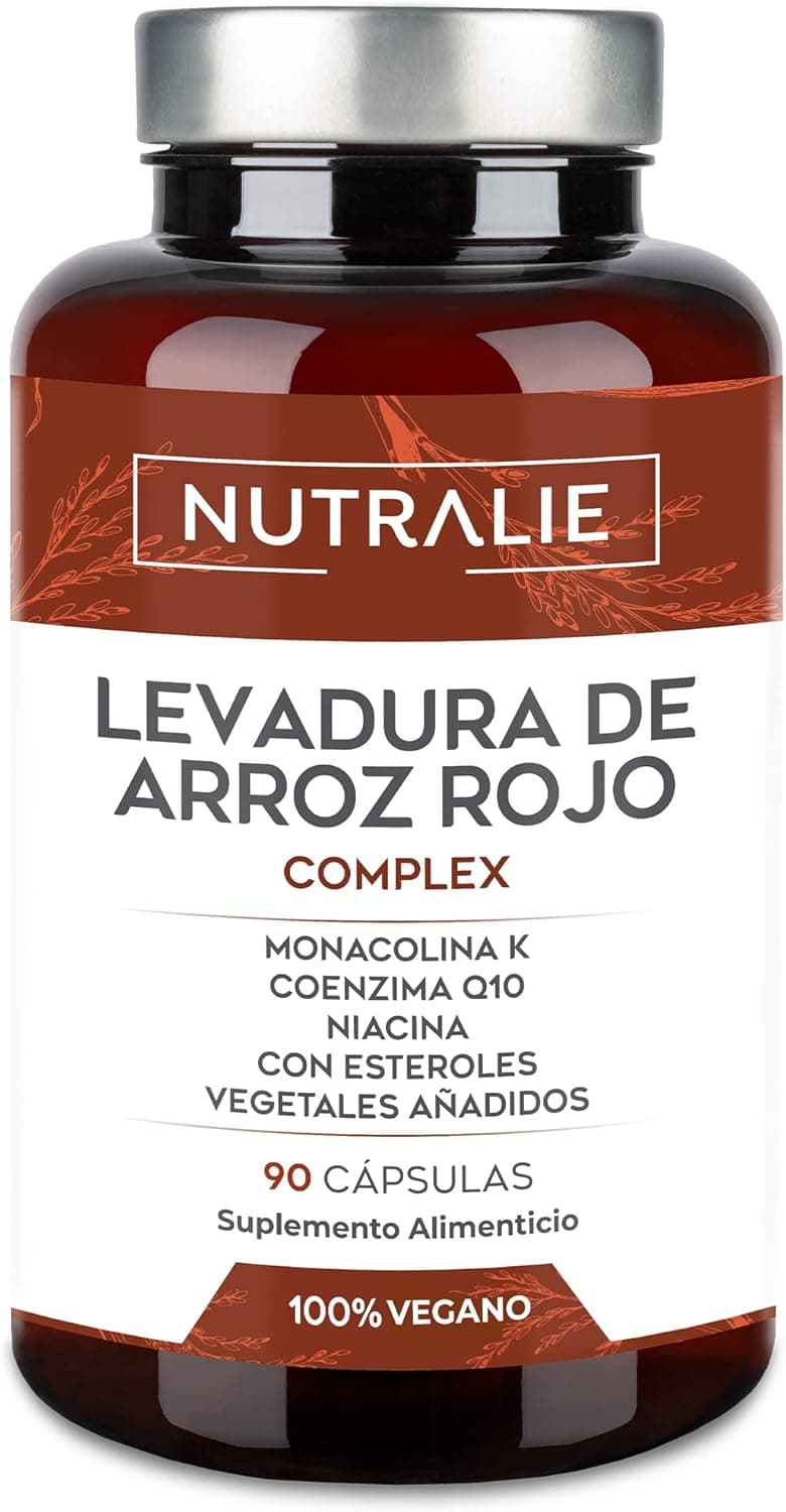 Levedura de arroz vermelho 2,9 mg - monacolina K Q10 + Vit C E - Reduz o colesterol - levedura de arroz vermelho colesterol cápsulas naturais - Red Yeast Rice 90 cápsulas veganas Nutralie